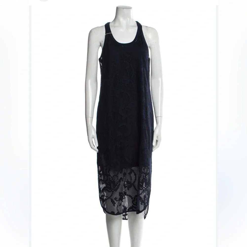 RAG & BONE New York $495 Navy Mesh Lace Lined Stella Midi Dress Size S - Picture 2 of 13
